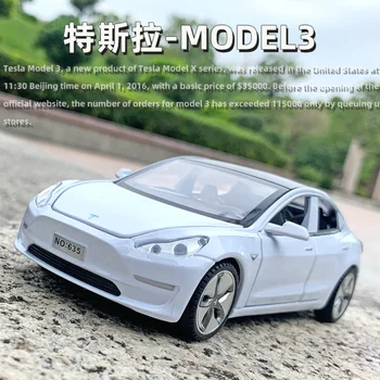 1: 32 Tesla Model3 Sakausējuma Modelis Ar Gaismas Un Skaņas Efektu Atbalss Auto, Bērnu Rotaļu Zēns Dzimšanas dienas Dāvanu Balts