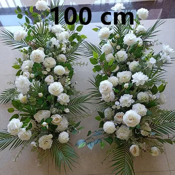 100 cm puses svinības, kāzu dekorēšana fona ceļu svina ziedu rindā, mākslīgo ziedu kompozīcijas, galda ziedu balle