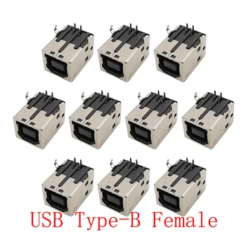 10Pcs USB B Tipa Sieviešu Jack 90 Grādu 4 Pin Lodēšanas Savienotājs USB Ligzda B Tipa Printera Interfeiss Remonts Nomaiņa