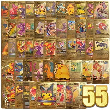 2022 Pokemon Kartes Zelta, Sudraba Vmax GX Kartes Lodziņā Charizard Pikachu Reti Kolekcija Kaujas Treneris Karti Kaste Bērniem Zēns Rotaļlietas, Dāvanu