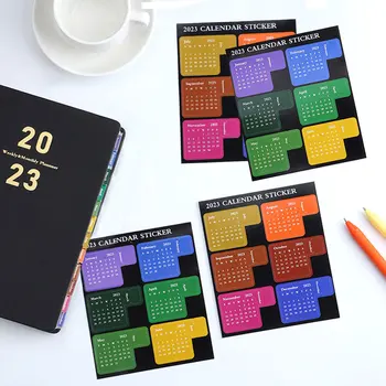 2023 Mēneša Kalendāra Self-Stick Indeksu Uzlīmes Plānotājs Krāsains Veida Uzlīmes Grāmatiņa Radošo Dekoru, Uzlīmes, Kancelejas 2GAB
