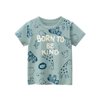 2023 Vasarā Jauni Bērnu Apģērbi no Kokvilnas ar Īsām Piedurknēm T-krekls Puiku Drēbes Dzīvnieku Vēstuli, Topi, t-veida Krekli Dropshipping