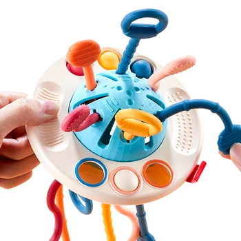 3 in 1 Montessori Pull String Bērnu Attīstošo Rotaļlietu 6 12 Mēnešiem Silikona Zobu Rotaļlietas Zīdaiņiem Maņu Rotaļlietas 1 2 3 Gadiem Dāvanu