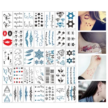30Sheet Tetovējums Pagaidu Veidnes, lai Kāzas, Dzimšanas dienas svinības Koncerts Nakts Roku, Kakla Tetovējums Piegādēm