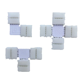 5 Pin T/L/X Formas LED Gaismas joslas Savienotājs Solderless Adapteris 10mm Plata Tiesības Leņķis Stūra Savienotājiem Izturīgs