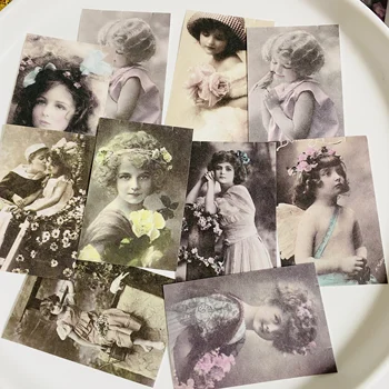 50GAB Vintage Maza Meitene, Vecs Foto Uzlīmes DIY Scrapbooking Bāzes Kolāža Dienasgrāmata Laimīgs Plānotāja, Fotoattēlu Aksesuārus Dāvanu Zīmogs Apdare