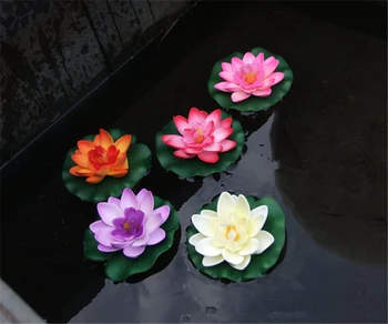5gab 10cm Mazo Mākslīgie Ziedi EVA Lotus Ūdens Lilija Baseins Peldošs Baseins Mājās Zivju Tvertnes Mājas Dārzā Apdare