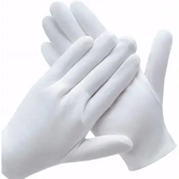 Balts Kokvilnas Cimdus Pilnu Pirkstu Vīrieši Sievietes Viesmīļi/drivers/Rotaslietas/darba Ņēmēju Mīkstie Pirkstaiņi Sviedri Absorbcijas Cimdi Rokās Aizsargs
