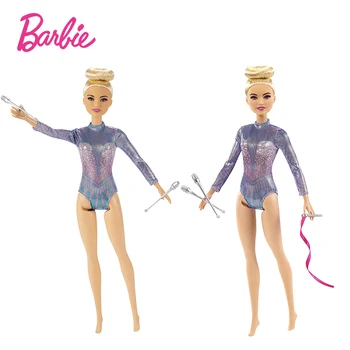 Barbie Sākotnējo Ritmikas Vingrotājs Lelle Modes Blonda Lelle ar Krāsainām Metāla Leotard Lelles Rotaļlietas Meitenēm Princese Svētku Dāvanas