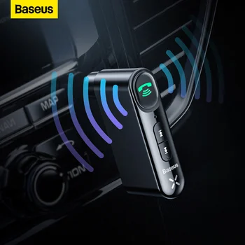 Baseus Automašīnas Aux Bluetooth Adapteri Uztvērējs, 3,5 MM Jack Bluetooth 5.0 Bezvadu Brīvroku Automašīnas Komplekts Audio Mūzikas Uztvērējs