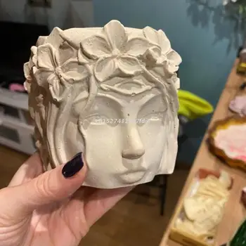 Beautifull 3D Meitene Galvas puķu pods UV Epoksīda Pelējuma Sukulenti Vāze Poda Betona, Ģipša Sveķu Silikona Veidne DIY Amatniecības