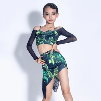 Bārkstis latīņamerikas Deju Svārki Komplekts Meitenēm Skatuves Tērpu Dizaineru Drēbes Vasaras Samba Kostīmu Salsas Deju Apģērbs Pieskarieties Dancewear DL8291
