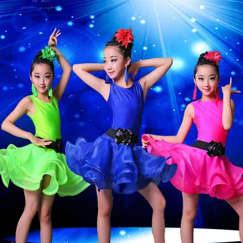 Bērniem Posmā Konkurenci Kostīmi Latīņamerikas Deju Kleita Meitenēm Vingrošanas Prakse Puse Dancewear Bērnu Deju Latīņu Kleitas