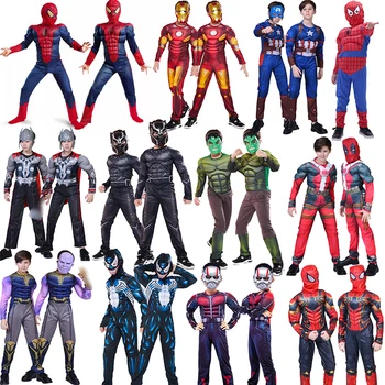 Bērniem Super Varoņu Kostīmi Zirnekļa Cilvēks Pontons Apģērbu Komplekts Karnevāls Zēns un Meitene Iedomātā Captain America Ironman Tērpu Saģērbt Apģērbs