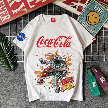 Coca-Cola Vasaras Modes Tendence Ērti Kokvilnas Pusaudžu Studentu Drēbes Vienkārši Zaudēt Universāls Studenta T-Krekls
