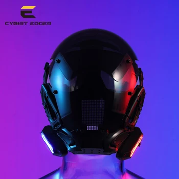 Cyber Punk Maska Atdzist Zils Sarkans LED Apgaismojums Ķivere Cosplay Valkāt Rotaļlietas, Mehāniskās Nākotnē Stils zinātniskās Fantastikas Halloween Puse Dāvana