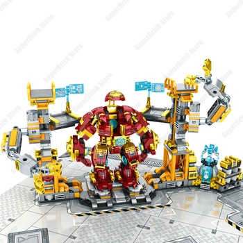 Disney Marvel Supervaroņu Lron Cilvēks Varoņi Tērauda Mecha Hulkbuster Laboratorijas Ēkas Bloku Komplekts Classic Movie Modelis Ķieģeļu Bērniem Rotaļlietas