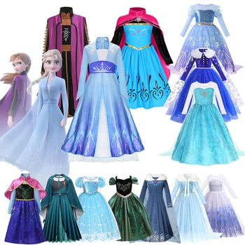 Disney Saldēti Elza Anna Princese Kleita Meitenēm Halloween Karnevāls Apģērbu Puses Bērniem Cosplay Sniega Karaliene Bērnu Apģērbs Kostīms