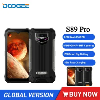 DOOGEE S89 Pro IP68 Izturīgs Tālrunis 8GB+256 GB Android 12 Viedtālrunis Helio P90 64MP Atpakaļskata Kamera Mobilo Tālruni 12000mAh Pasaules Versija