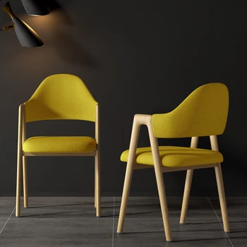 Dzeltena Āda Ēdamistabas Krēsli Koka Kājas Aizmugurējais Atbalsts Dizaineru Modes Ēdamistabas Krēsli Skaidrs, Bezmaksas Piegāde Sillas Sadzīves Priekšmeti,