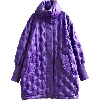 Dūnu jaka sieviešu vidū-garums sieviešu modes kokona formas zaudēt lielu izmēru viegla, silta ziemas jaka