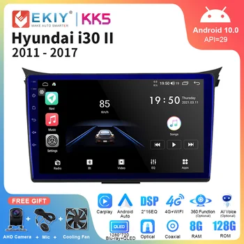 EKIY KK5 QLED Par Hyundai i30 II 2 GD 2011 - 2017 Auto Radio Multimediju Video Atskaņotājs Navigācija GPS Android 10 2din DVD Galvas Vienības