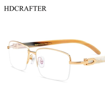 HDCRAFTER Dabas Ragi Brilles Rāmis Luksusa Zīmolu Dizainera Zelta Laukumā Optisko Recepšu Brilles, Ietvari ar Skaidru Objektīvs