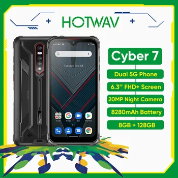 Hotwav Cyber 7 5G Izturīgs Tālrunis 6.3 Collu FHD+ Ekrāns 8 GB RAM atmiņa, 128GB ROM 8280mAh Akumulatoru Viedtālrunis 48MP Kamera, NFC Mobilais