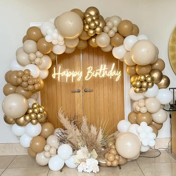 Kafijas Brūna Balonu Vainags Arku Komplekts Happy Birthday Party Apdare Bērniem, Kāzas, Dzimšanas Dienas Svinības Baby Dušas Lateksa Ballon