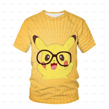 Kawaii Pikachu T Krekls Karikatūra Spēle Īsām piedurknēm Zēniem, Meitenēm Harajuku Print T-Krekli Bērnu T Smieklīgi t-veida Topi, Bērnu Apģērbu