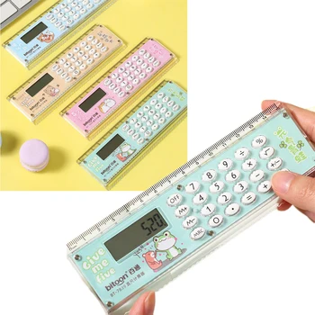 Kawaii Sanrio Kerokero Lineāls, Kalkulators Mini Studenta Datoru ar Lineālu, Kalkulatoru Multi-Function Eksāmenu Valdnieks Studentu Kancelejas preces