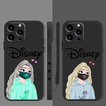 Kvadrātveida Šķidruma Sākotnējā Premium Telefonu Gadījumā Disney Princese, kas Valkā Masku, iPhone 6 12 8 XR Plus X 7 11 14 XS 13 Pro Max