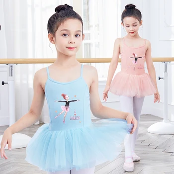 Meiteņu Bērnu Tilla Kleita Karikatūra Modelis Leotard Ballet Bez Piedurknēm Baleta Bodysuit Regulējamas Siksnas Tutu Kleita Deju Tērpi