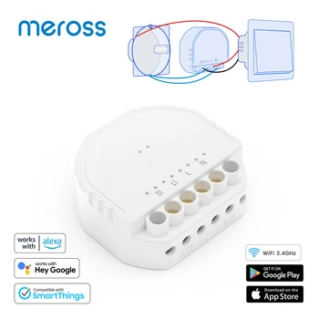 Meross WiFi Smart-Sienas Slēdzis Gaismas Slēdzis Modulis 1/2/3/4/6 Pack Remote APP Balss Kontroles Darbu ar Alexa, Google SmartThings