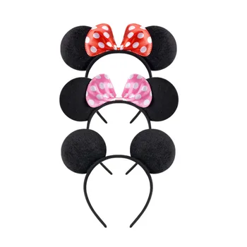 Mickey Mouse Ausīm, Cietu Melnu Sarkanu Priekšgala Galvu Uzstādīt Kostīmu Deluxe Auduma Minnie Peles Ausīm, Galvas stīpa Pušu Labā Rotājumi