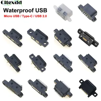 Micro USB 2.0 Type-C 2P 4P 5P 6P 16P 2 4 6 16 Pin Ūdensizturīgs Sieviešu Kontaktligzda Pieslēgvietas W/ Skrūvju Caurumu DIY Ātri Lādētāja Vads