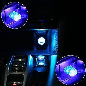 Mini USB LED Auto Atmosfēru Vieglo Auto Interjera Dekoratīvā Lampa Mājas Krāsains Avārijas Apgaismojums Neona Gaismu, Auto Piederumi