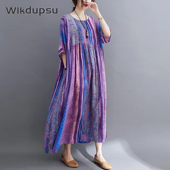 Modes Indijas Kleita Sievietēm Tradicionālo Garo Tērpu Kurties Saree Indijas, Pakistānas Musulmaņu Apģērbu Bohēmijas Gadījuma Kokvilnas Maxi Drēbes