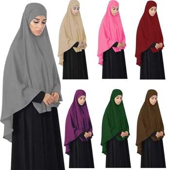 Musulmaņu Sievietes Ilgi Hijab Lūgšanu Viens Gabals Khimar Islmaic Djellaba Caps Burqa Arābu Ramadāna Niqab Burka Turcija Virs Galvas Lakatu