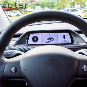Oglekļa Šķiedras Tesla Model 3 Y Ciparu LCD Ekrāns, Android Auto Virtuālā Instrumenta Paneļa Displeja GPS Navigācijas Multimediju