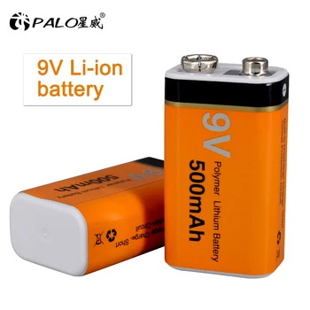 PALO 9V Uzlādējams Li-ion baterija 500mAh 6F22 9v, litija baterijas 9V baterijas Multimetrs,rotaļlietas
