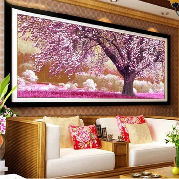 Pilnu Kvadrātveida Kārtas Urbt 5D DIY Dimanta Krāsošana Sakuras Koku dekorācijas sienas attēlu dimanta Izšuvumi mozaīkas rhinestone dekori