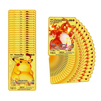 Pokemonu Kārtis Metāla Zelta Skaida Black angļu Vmax GX Pokemon Enerģijas Spēli Kartes Charizard Pikachu Kolekcija Kaujas Treneris Zēni
