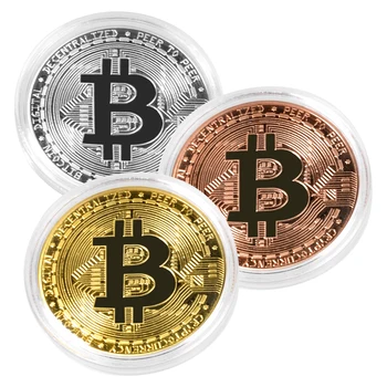 Radošā Bitcoin Kolekcionējamus Monētas Zelta Pārklājumu Fizisko Piemiņas Monētas BTC Antīko Imitācija Mākslas Kolekcija Dāvanu Sudraba Roze