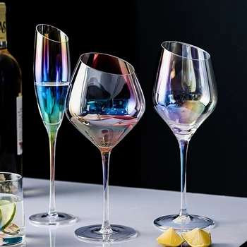 Radošā Konusveida Šampanietis Vīna Glāzi Tases Crystal Caurspīdīga Goblet Krāsainu Brilles Ziemeļvalstu ins Stilu, Krāsu maiņa Vīna Kauss
