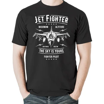 Reaktīvā Iznīcinātāja F-16 Pilota Lidmašīna ASV Royal Air Force Vīriešu T-Krekls ar Īsām Piedurknēm Gadījuma Kokvilnas O-veida Kakla Vasaras Kreklu