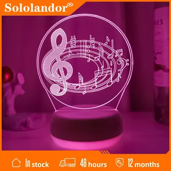 Romantisks Muzikālo 7. Piezīme Krāsu Maiņa Galda Lampa 3D LED Nakts Gaisma Bedroon Dekoru Jaunums Svētku Dāvanu Bērniem, Radošās Galda Lampas