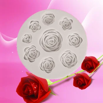 Rožu Ziedu Silikona Veidnes Kūka Šokolādes Mežģīņu Apdare Piegādes DIY Konditorejas izstrādājumu, Desertu Pomādes Sveķu Veidnes, Virtuves Cepšanas Rīku