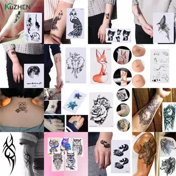 Sievietes Auss Tatoos Ģeometriskā Planētas Pagaidu Tetovējums Bērniem Meitene Mēness Meža Ūdensizturīgs Viltus Black Tetovējumu Uzlīmes Bērniem
