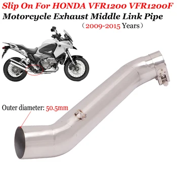Slip-On Braukšana ar Motociklu Izplūdes Izvairīties Caurule Muffler Mainīt Vidū Saiti, Cauruļu HONDA VFR1200 X VFR1200F VFR 1200 2009. - 2015. gadam